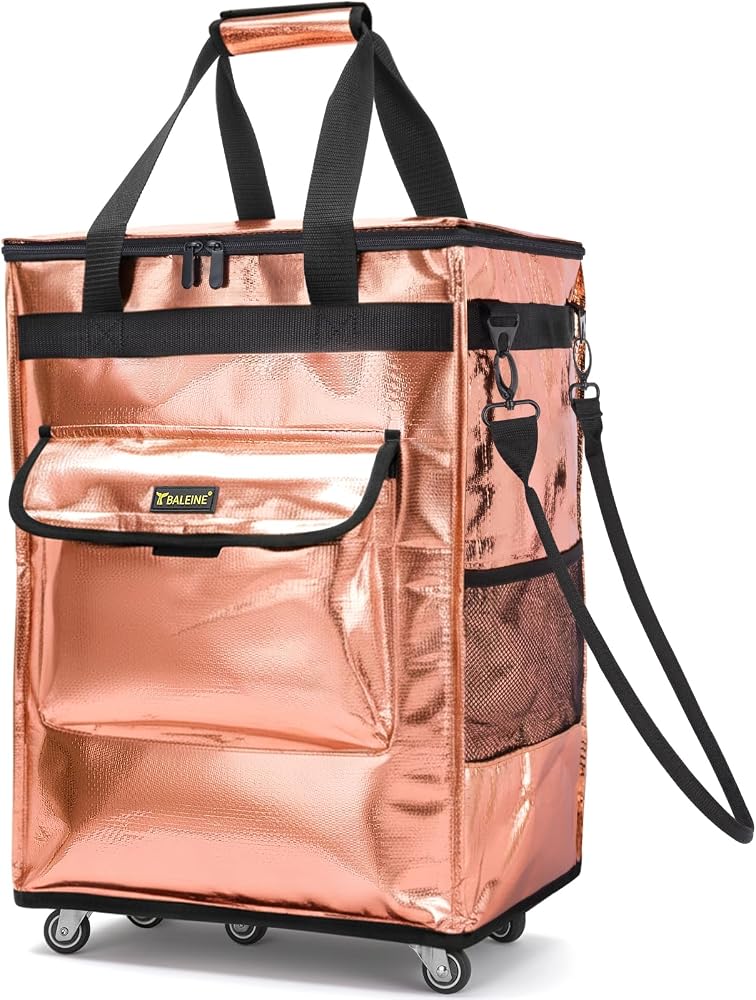 BALEINE Reusable Grocery Bags on Wheels, Rolling Tote Bag, Shopping Trolley, Large Backpack Shopping Carts for Groceries